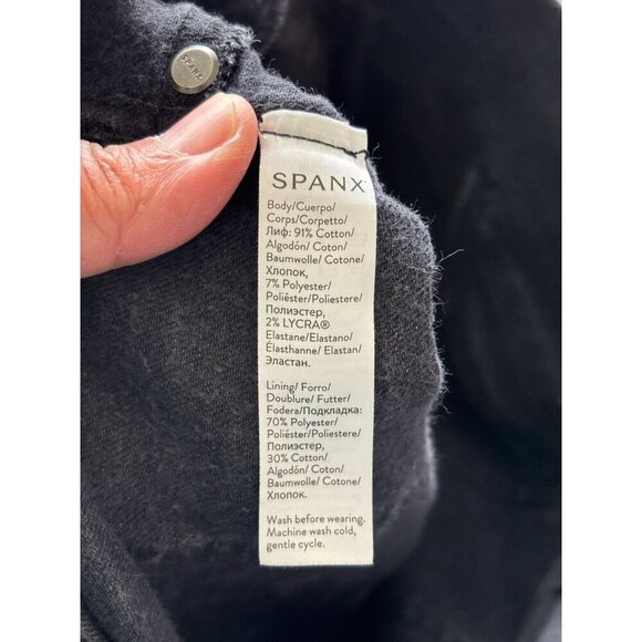 SPANX Womens High Rise Pull On Tummy Control Denim Skinny Pants Black Size L - Picture 8 of 8